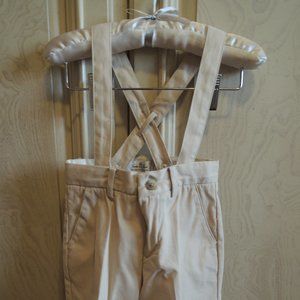 Janie and Jack Beige Suspender Shorts 12/18 Months